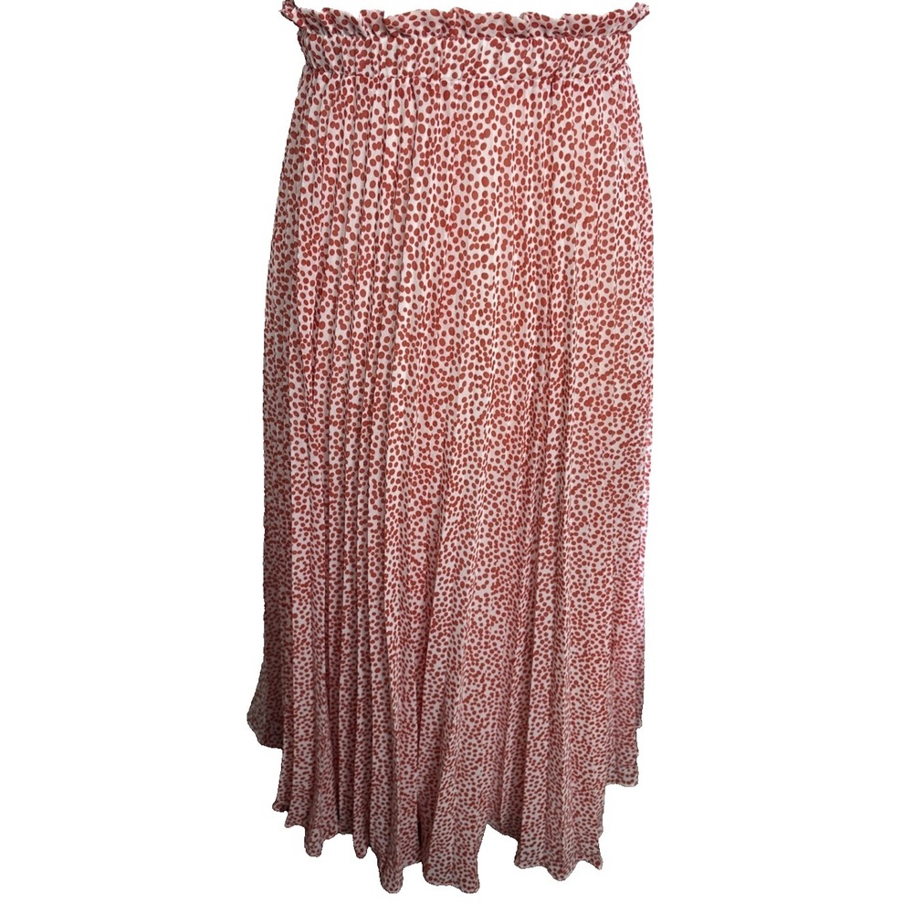 Lucy Paris Pleated Maxi Skirt Womens Small Polka Dot Red Feminine Flowy Romantic